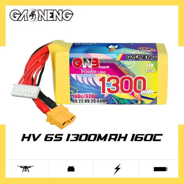 GAONENG GNB 6S 22.8V 1300mAh 160C XT60 LiHV Battery - Image 3