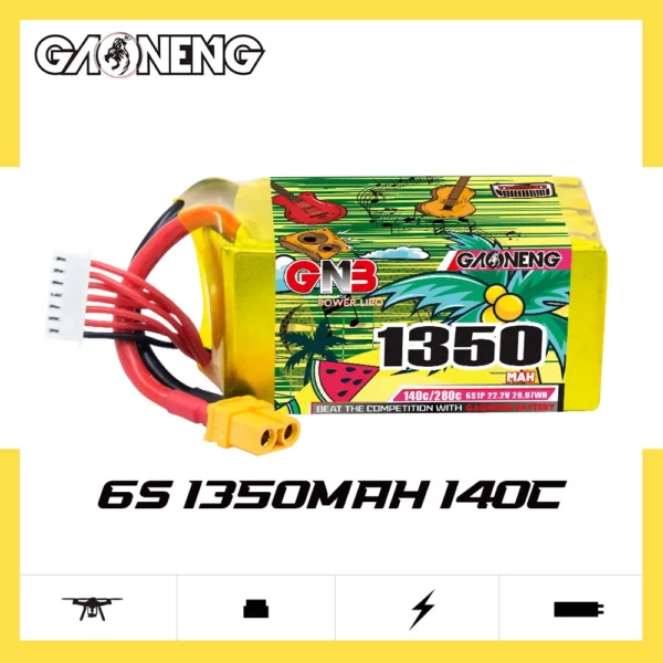 GAONENG GNB 6S 22.2V 1350mAh 140C XT60 LiPo Battery - Image 3