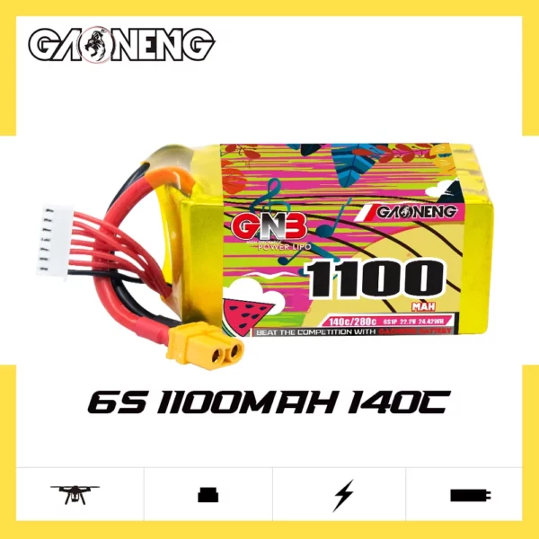 GAONENG GNB 6S 22.2V 1100mAh 140C XT60 LiPo Battery - Image 3