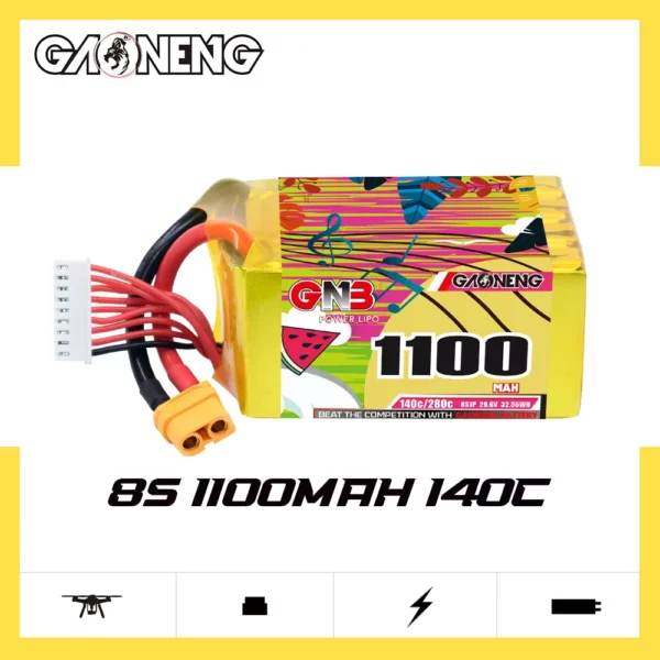 GAONENG GNB 8S 29.6V 1100mAh 140C XT60 LiPo Battery - Image 3