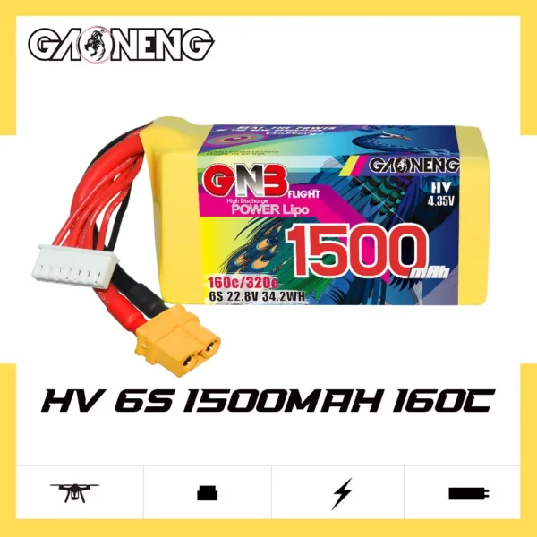 GAONENG GNB 6S 22.8V 1500mAh 160C XT60 LiHV Battery - Image 3