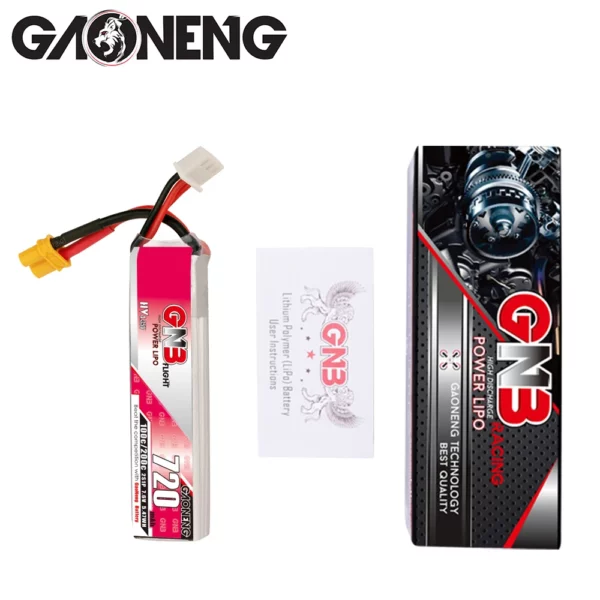 GAONENG GNB LiHV 2S 7.6V 720mAh 100C XT30 LiPo Battery - Image 3