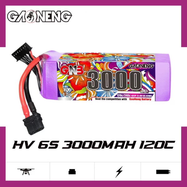 GAONENG GNB LiHV 6S 22.8V 3000mAh 120C XT60 LiPo Battery - Image 5