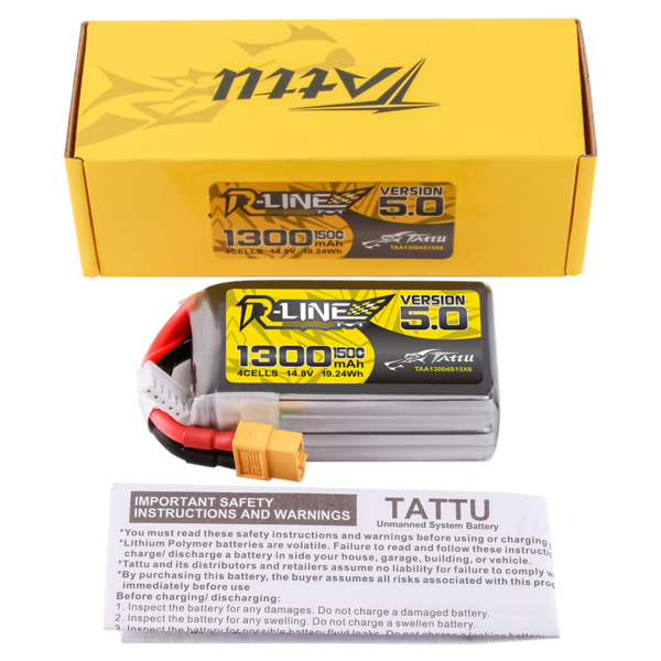 Tattu R-Line v5.0 1300mAh 14.8V 150C 4S Lipo XT60 - Obrázek 2